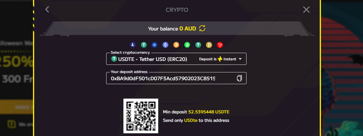 Casino does not show crypto conversion rate